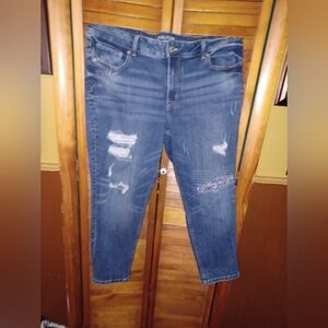Maurice Mid Rise Distress And Patch Jeans Size 18W
